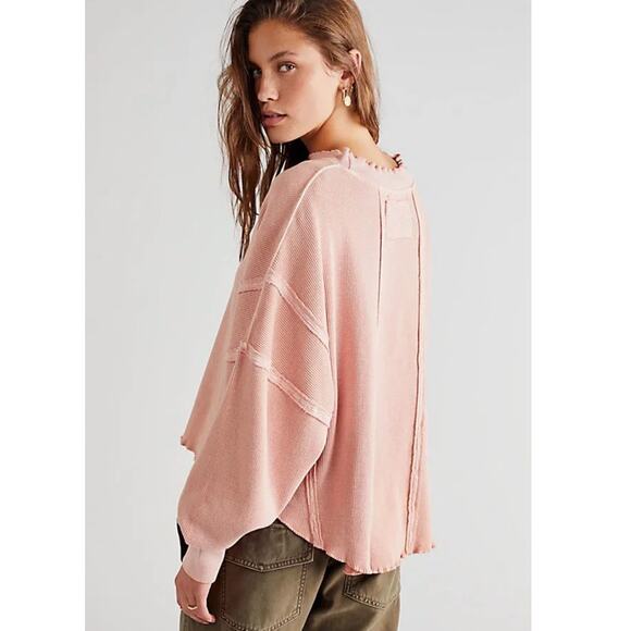 Free People We the Free Size Large Ellie Thermal Waffle Knit Top - Picture 2 of 7
